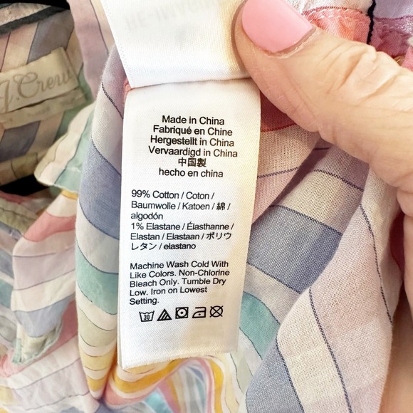 J.Crew Women’s Classic Fit  Pastel Rainbow Crinkle Gingham Button Front Gauzy - Picture 9 of 12